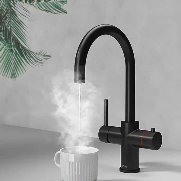 Sognare Matt Black KoGE 3-in-1 Swan Spout Boiling Tap - With Hot Water Tank & Filtration Kit - Image 2