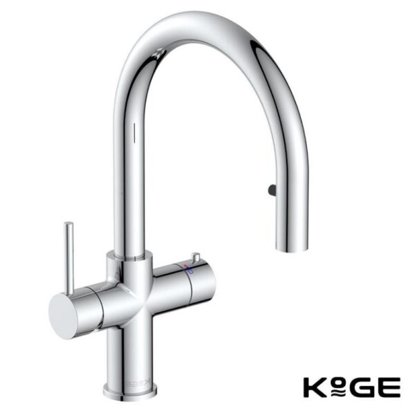 Scudo Chrome KoGE 4-in-1 Swan Pull Out Spout Boiling Tap - With Hot Water Tank & Filtration Kit