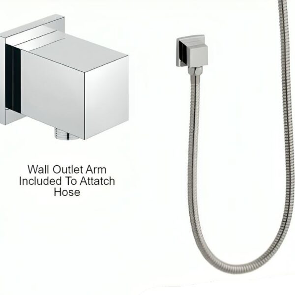 Kartell Pure Chrome Square Thermostatic Concealed Shower Valve with Adjustable Slide Rail - Image 3