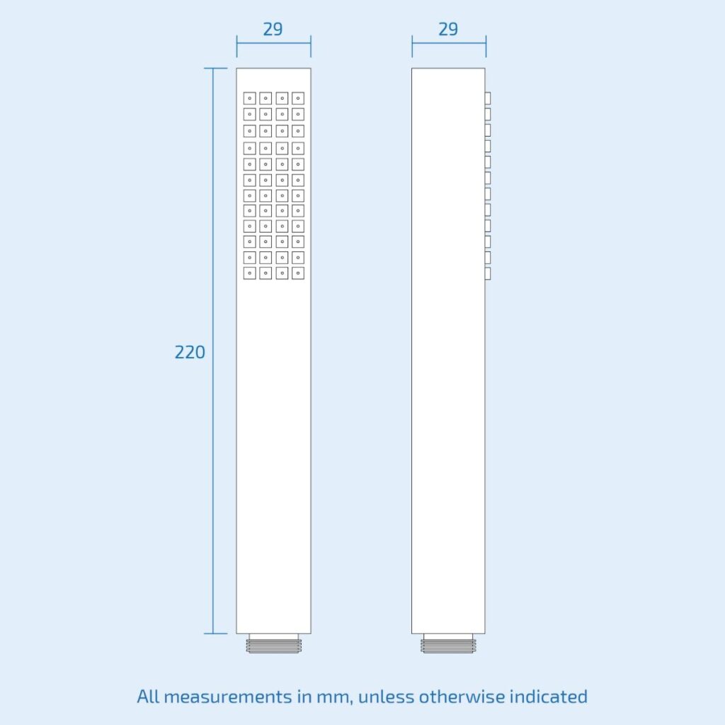 Square Chrome Single Mode Handset Shower Head Only - Image 2
