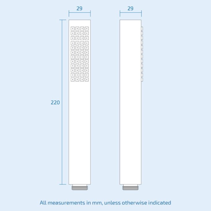 Square Chrome Single Mode Handset Shower Head Only - Image 2