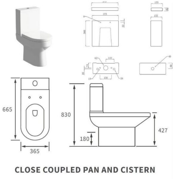 Grey Gloss Floor Standing Cloakroom Basin Vanity Unit And 410mm Toilet Set - Image 3