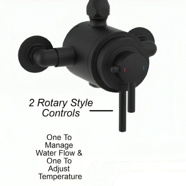 Tailored Bathroom Traditional Modern Overhead Shower Kit – Matt Black - Image 3