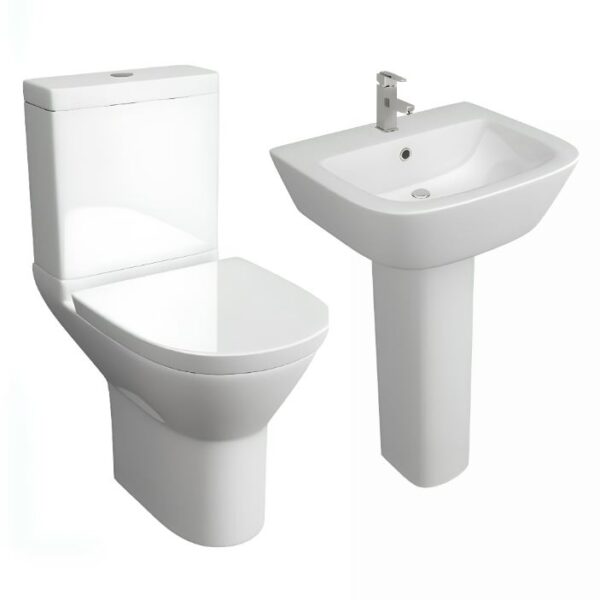 Project White Round WC Toilet and Basin Bathroom Set
