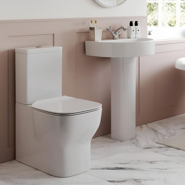 Cassia White WC Toilet & Pedestal Basin Bathroom Set