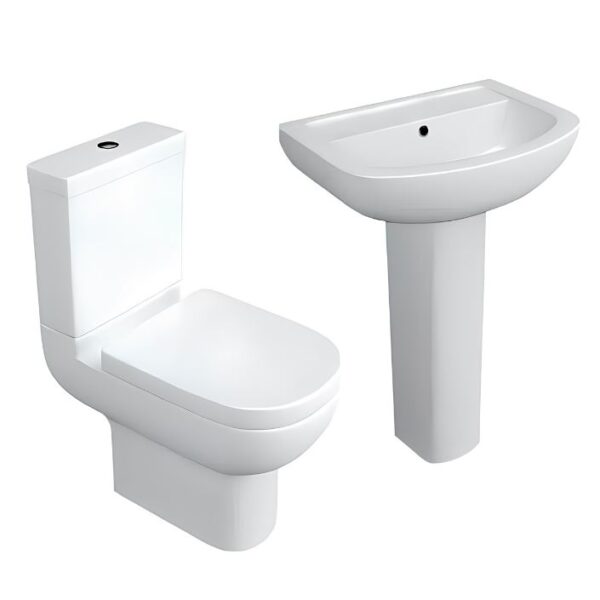 Studio White Bathroom Set WC Toilet & 550mm Basin