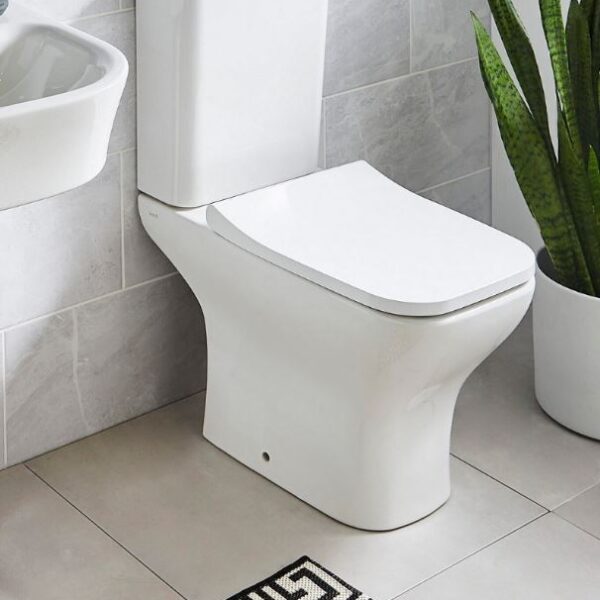 K-Vit Eklipse Square WC Toilet and Semi Pedestal Basin Bathroom Set - Image 2