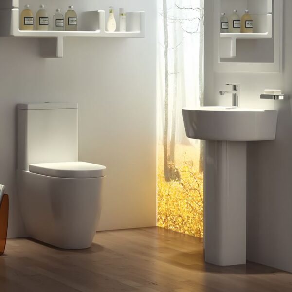 K-Vit Genoa Toilet WC & Basin Pedestal Bathroom Suite - Image 2