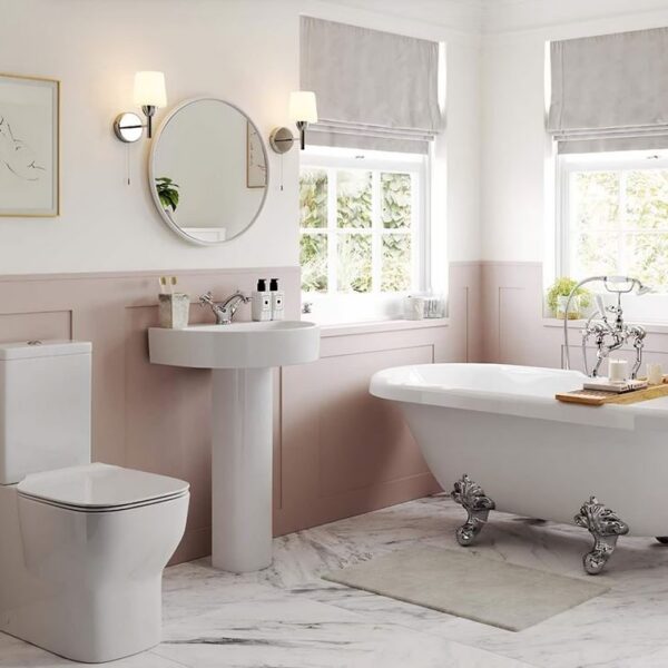 Cassia White WC Toilet & Pedestal Basin Bathroom Set - Image 5
