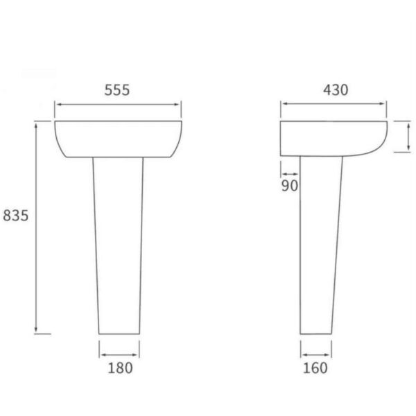 Cassia White WC Toilet & Pedestal Basin Bathroom Set - Image 4