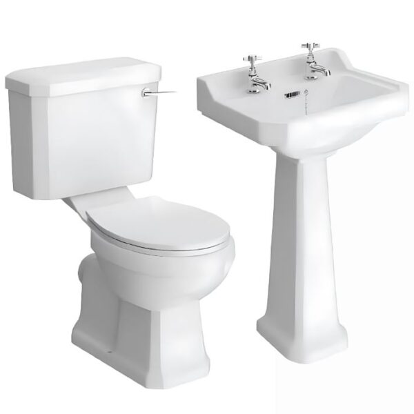 Nuie Carlton Traditional Toilet & Basin Pedestal Bathroom Suite