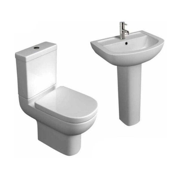 Studio White Bathroom Set WC Toilet & 550mm Basin - Image 5