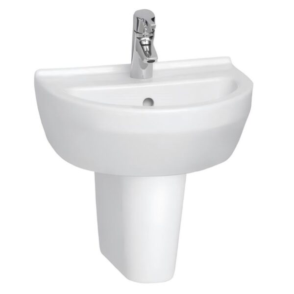 Kartell Style Round 450mm 1 Tap Hole Basin & Semi Pedestal