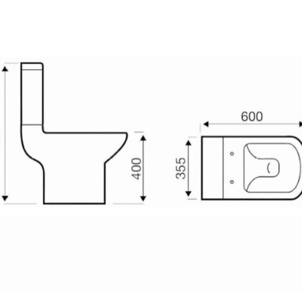 Pure White Bathroom Set WC Toilet & 550mm Basin - Image 3