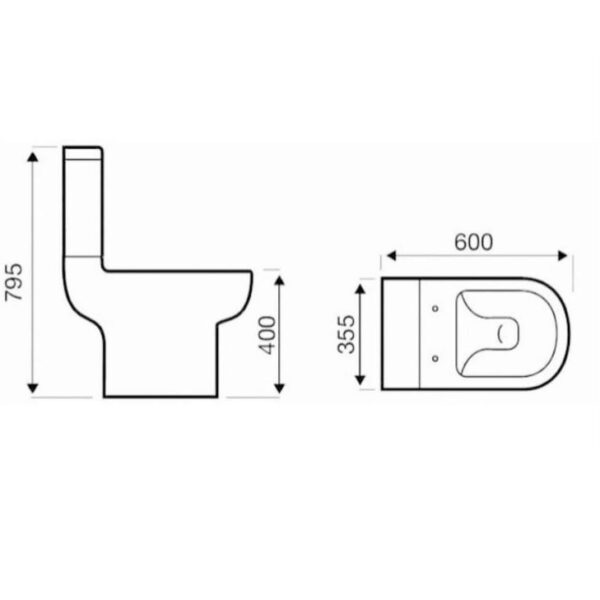 Studio White Bathroom Set WC Toilet & 550mm Basin - Image 4