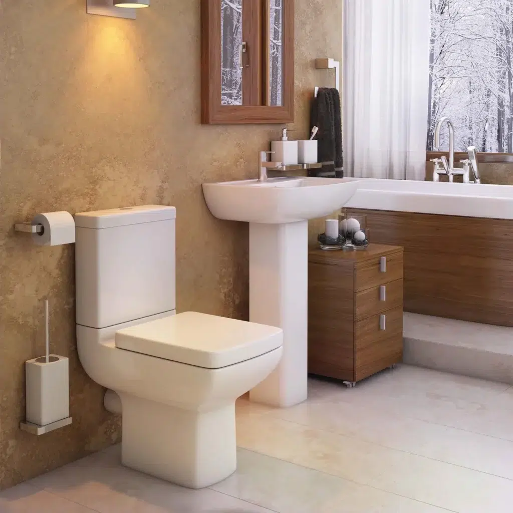 Pure White Bathroom Set WC Toilet & 550mm Basin - Image 2