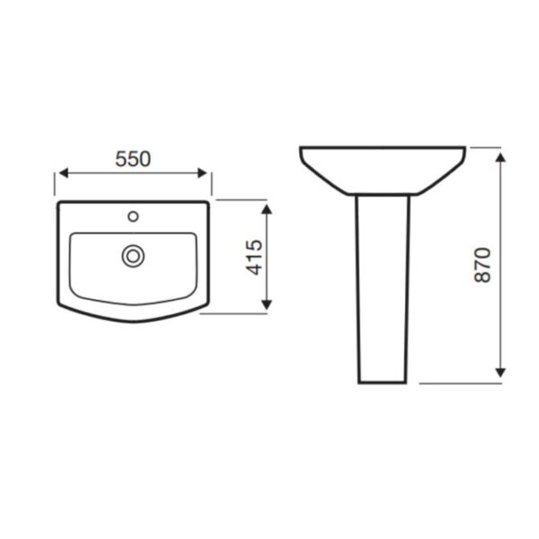 Trim White Toilet & 550mm Basin Bathroom Set - Image 3