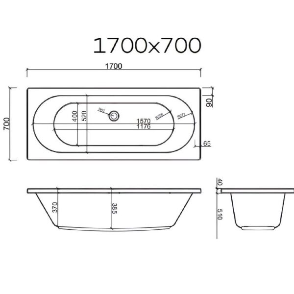 Koller Round Double Ended Whirlpool Bath 1700mm x 700mm 6-8-11 Jets & Lights - Image 7