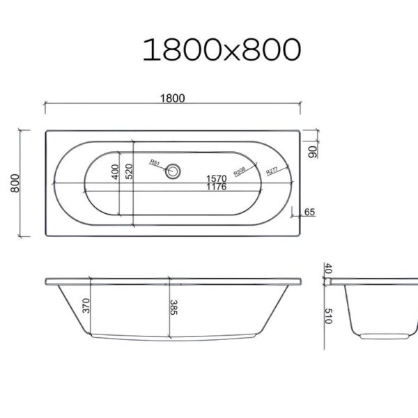 Koller Round Double Ended Whirlpool Bath 1800mm x 800mm 6-8-11 Jets & Lights - Image 4