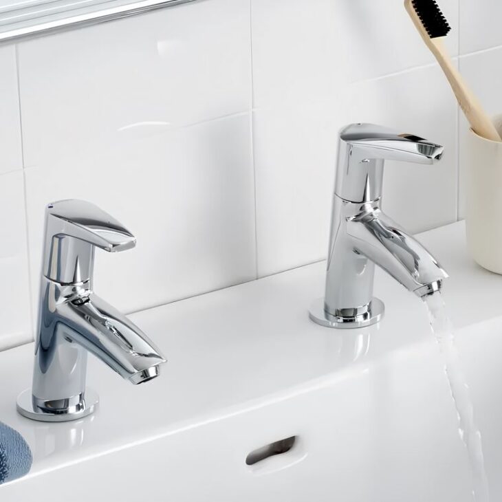 Bristan Orta Pair Of Modern Chrome Basin Taps - Image 3