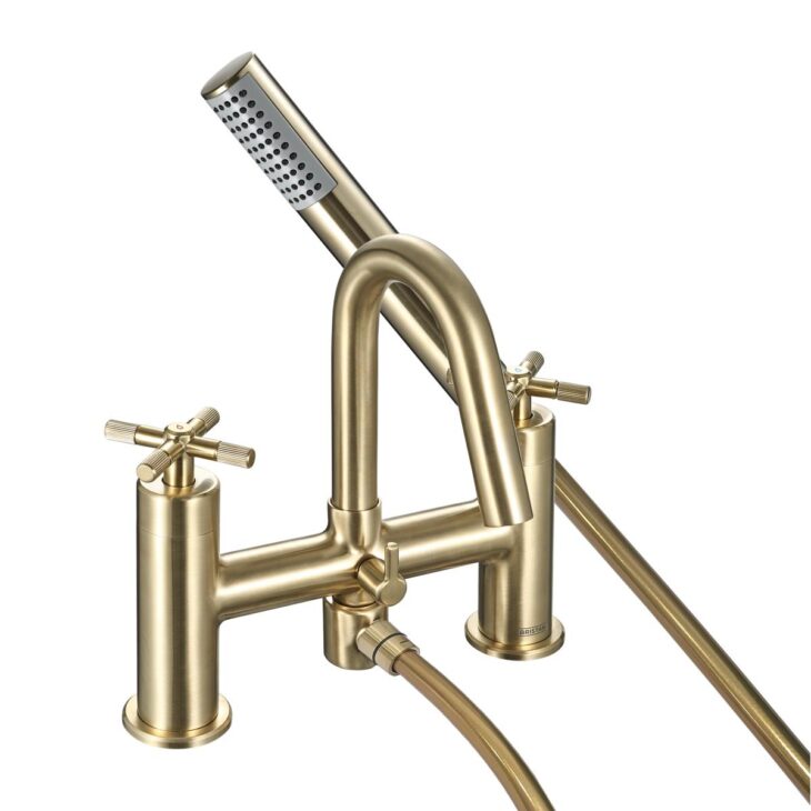 Bristan Cruzar Brushed Brass Deck Mounted Bath Shower Mixer Tap