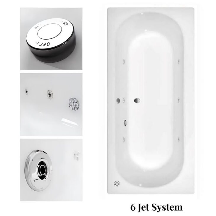 Koller Round Double Ended Whirlpool Bath 1700mm x 700mm 6-8-11 Jets & Lights - 6 Jet Whirlpool Bath