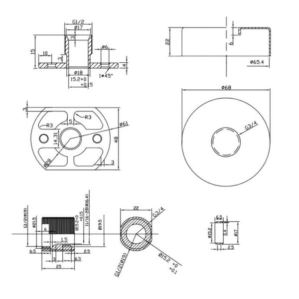 Highlife Bathrooms Matt Black Round Shower Fixing Brackets - Image 6