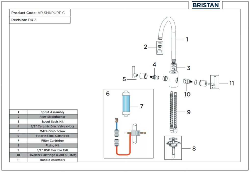Bristan Artisan Chrome Kitchen Sink Mixer Tap With Filter - Image 5