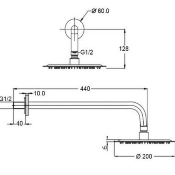 Ottone Brushed Brass Thermostatic Concealed Shower With Fixed Overhead Drencher - Image 6