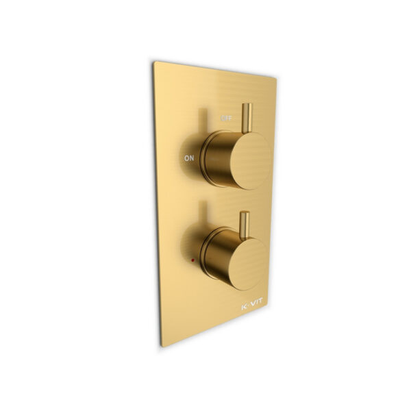 Ottone Brushed Brass Thermostatic Concealed Shower With Fixed Overhead Drencher - Image 3