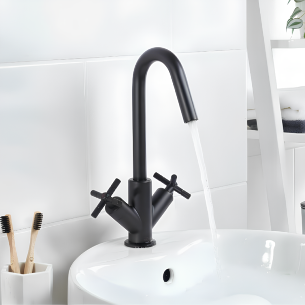 Bristan Cruzar Basin Mixer Tap with Clicker Waste - Black - Image 2