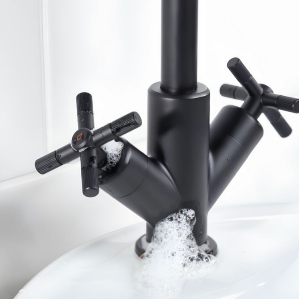 Bristan Cruzar Basin Mixer Tap with Clicker Waste - Black - Image 3