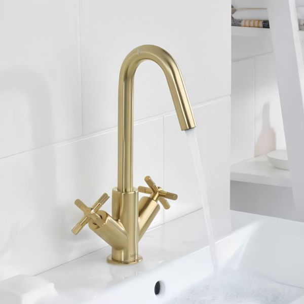 Bristan Cruzar Basin Mixer Tap with Clicker Waste - Brushed Brass - Image 2