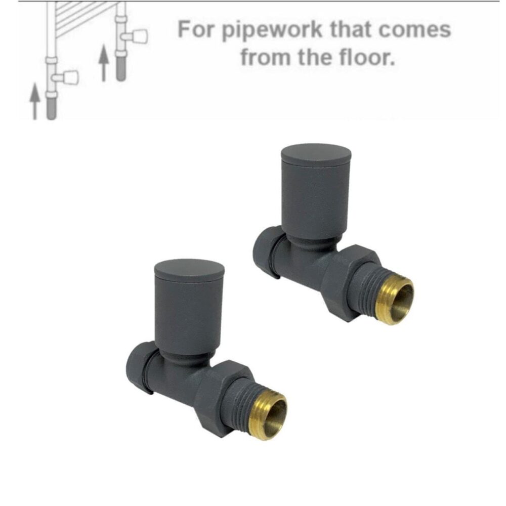 Kartell KVIT Anthracite Radiator Valve Straight 15mm (Pair) - Image 2