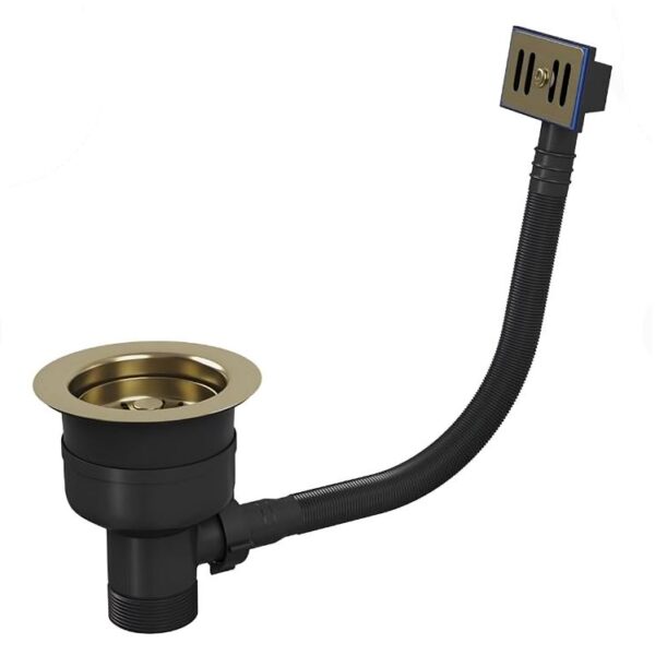 Top-Fix Brushed Brass Basket Strainer Kitchen Sink Waste with Overflow