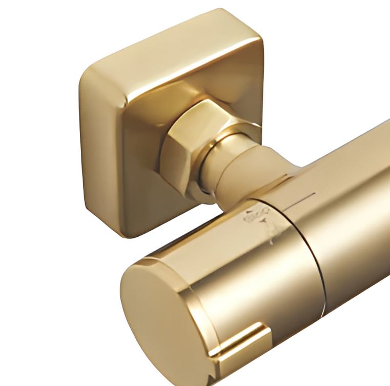 Highlife Bathrooms Brushed Brass Square Shower Fixing Brackets - Image 2