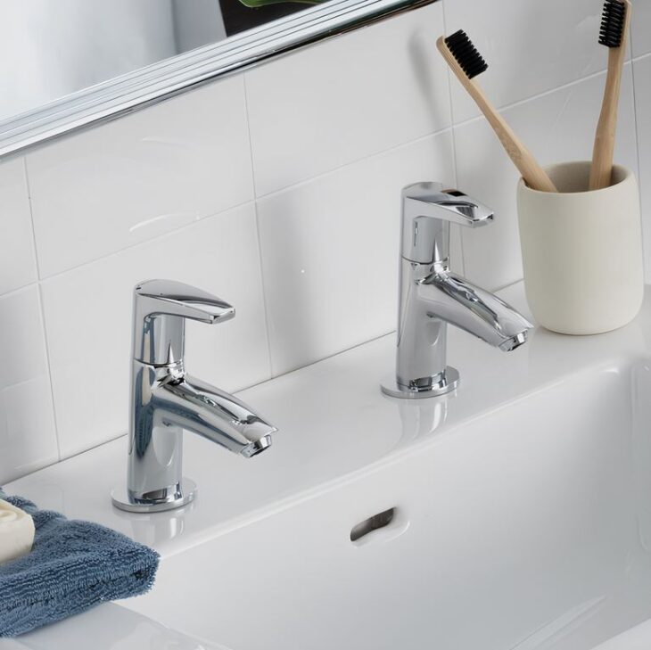 Bristan Orta Pair Of Modern Chrome Basin Taps - Image 2