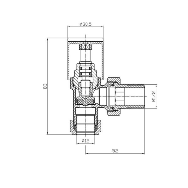 Kartell KVIT Anthracite Radiator Valve Angled 15mm (Pair) - Image 2