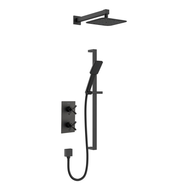 Bristan Cruzar Concealed Mixer Shower with Fixed Head and Flexible Riser Kit – Matt Black