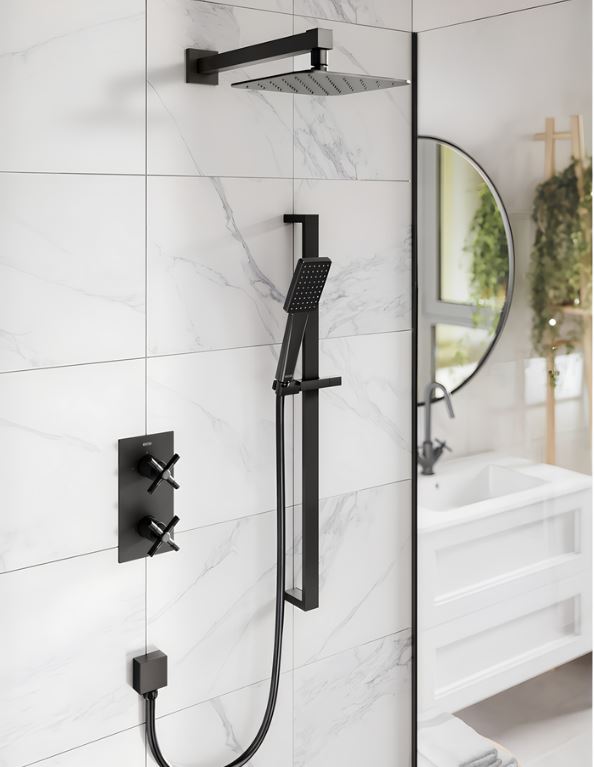 Bristan Cruzar Concealed Mixer Shower with Fixed Head and Flexible Riser Kit – Matt Black - Image 2