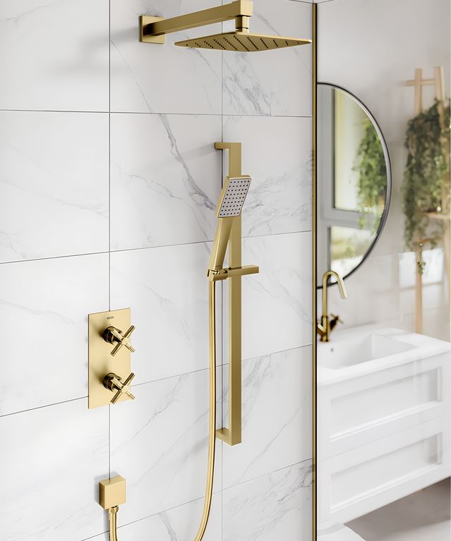 Bristan Cruzar Concealed Mixer Shower with Fixed Head and Flexible Riser Kit - Brushed Brass - Image 2