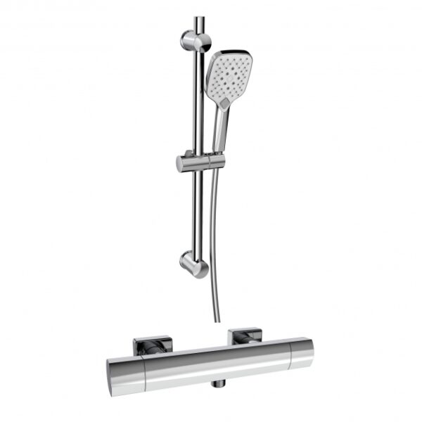 Kartell Kolt Thermostatic Round Bar Shower Valve with Shower Kit - Chrome