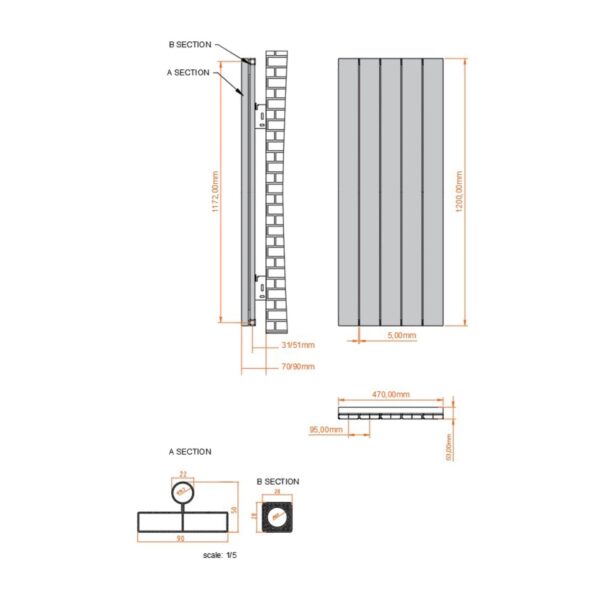 Arton White Designer Radiator 1200 x 470mm - Image 4