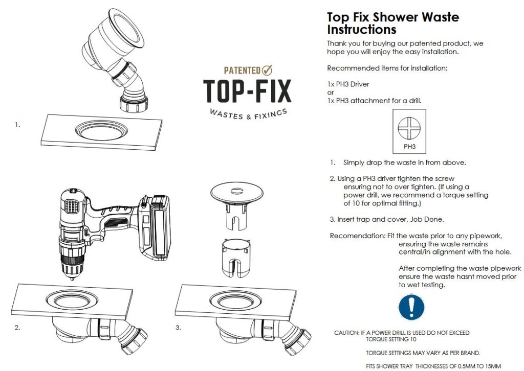 Top Fix Chrome Shower Tray Waste With Elbow - Image 5