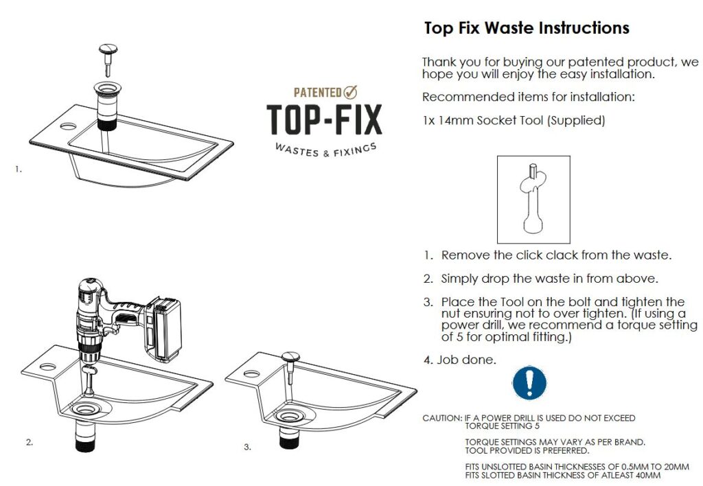 Top Fix Chrome Slotted Basin Click Clack Waste With Overflow - Image 5