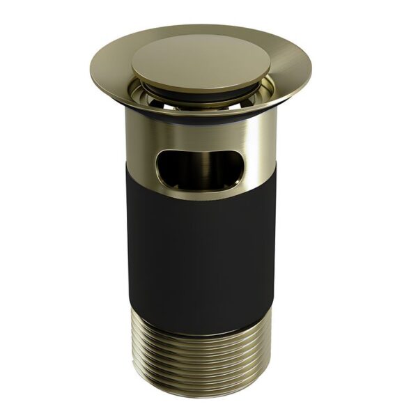 Top Fix Brushed Brass Slotted Basin Click Clack Waste With Overflow