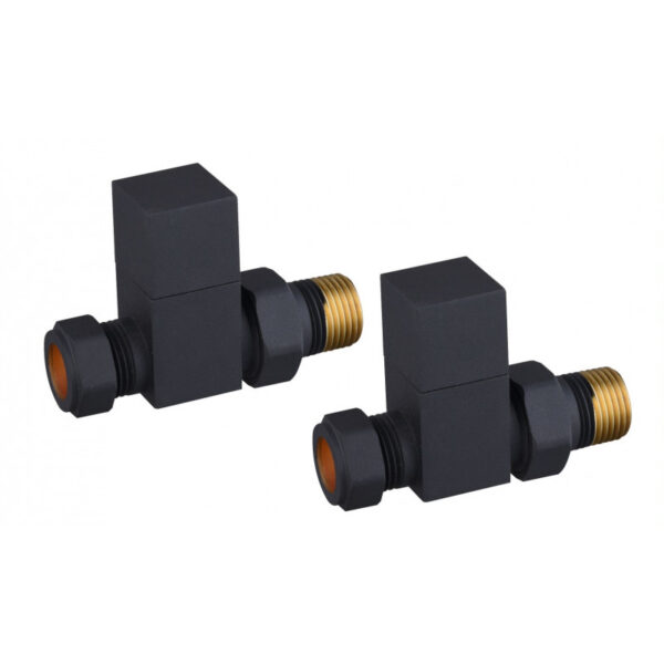 Tailored Contemporary Black Cubic Square Straight Radiator Valves