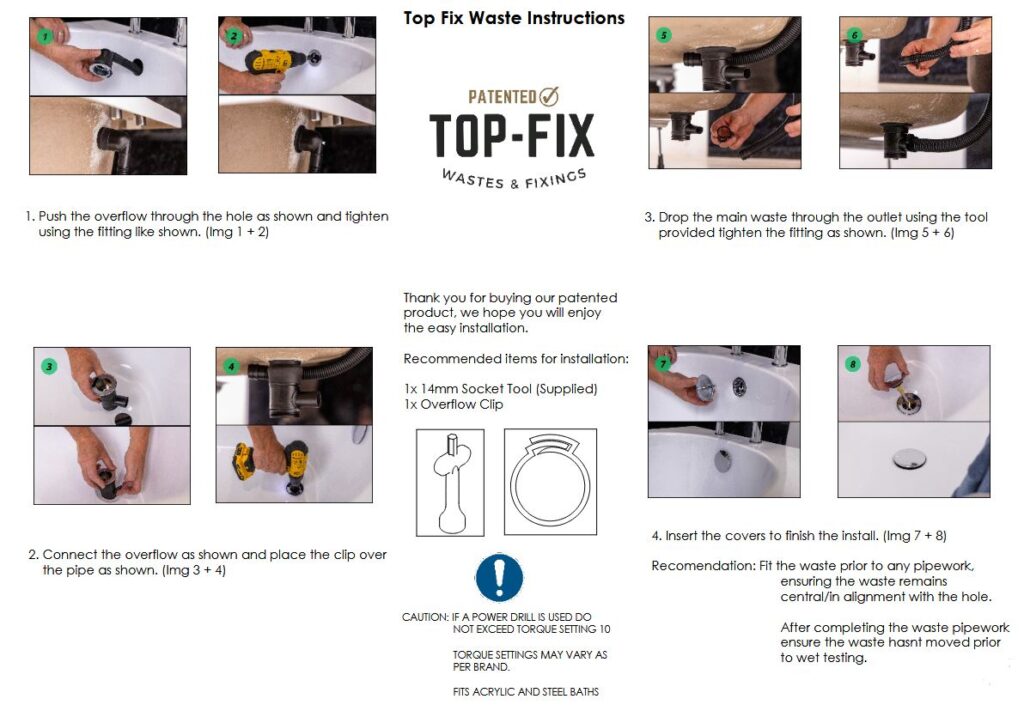 Top Fix Brushed Brass Bath Waste & Overflow – Click Clack - Image 3