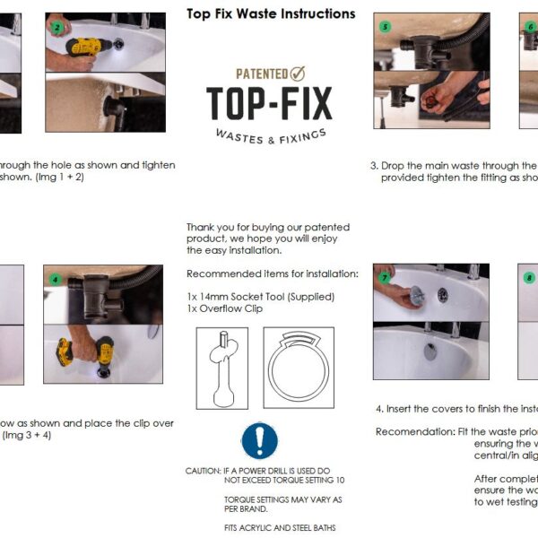 Top Fix Chrome Bath Waste & Overflow - Click Clack - Image 4