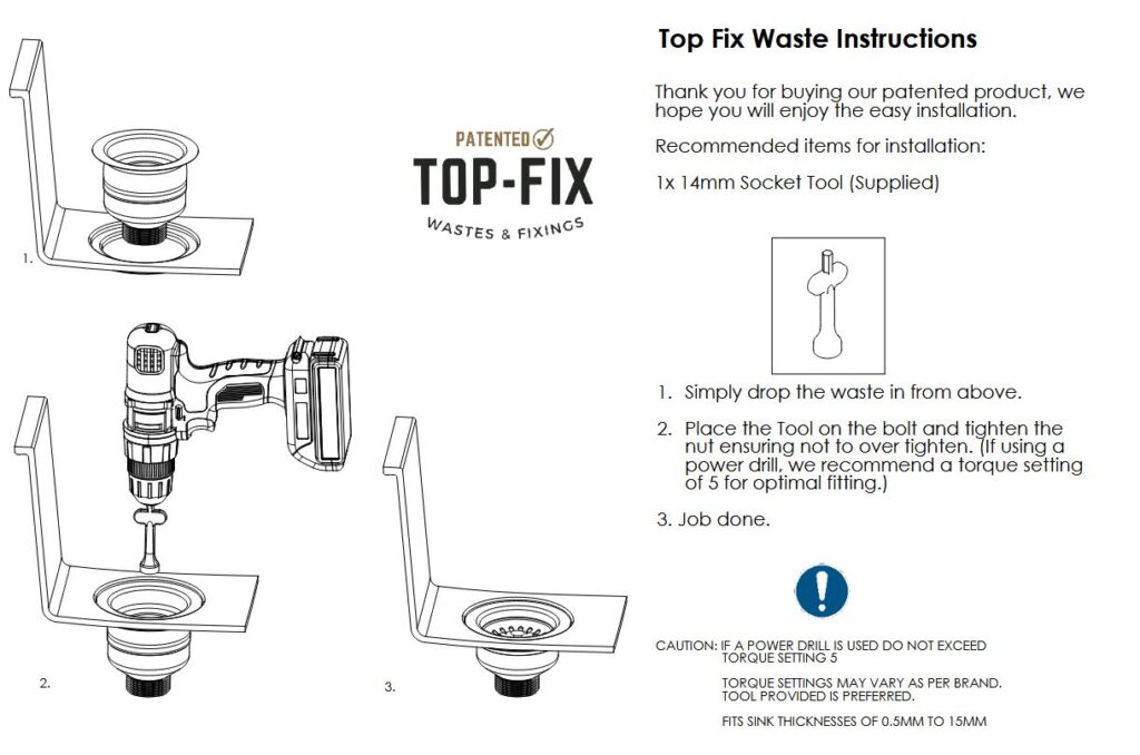 Top-Fix Brushed Brass Basket Strainer Kitchen Sink Waste without Overflow - Image 6